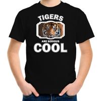 Dieren tijger t-shirt zwart kinderen - tigers are cool shirt jongens en meisjes - thumbnail