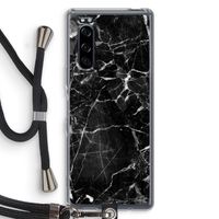 Zwart Marmer 2: Sony Xperia 5 Transparant Hoesje met koord