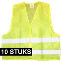 10x Veiligheidsvest fluorescerend geel voor volwassenen   - - thumbnail
