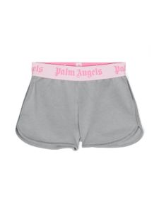 Palm Angels Kids short de sport à bande logo - Gris