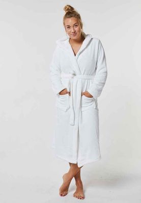 Badrock Witte badjas unisex met capuchon - fleece