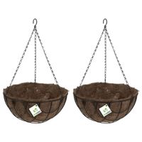 3x stuks metalen hanging baskets / plantenbakken zwart met ketting 30 cm - hangende bloemen