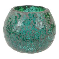 Waxinelichthouder - Gebroken Glas - Groen (ca. 9,5 x 7 cm) - thumbnail