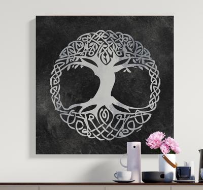 Canvas schilderij Zwart en wit levensboom