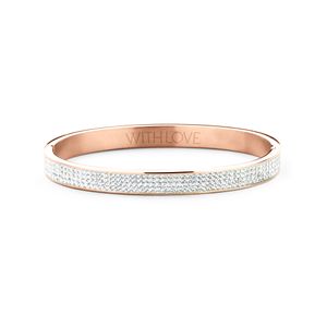 Key Moments 8KM BC 0046 Stalen Bangle met Kristal Grootte 58x50 mm Rosékleurig / Wit