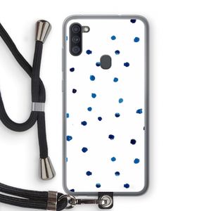 Blauwe stippen: Samsung Galaxy A11 Transparant Hoesje met koord