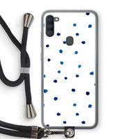 Blauwe stippen: Samsung Galaxy A11 Transparant Hoesje met koord Blauwe stippen: Samsung Galaxy A11 Transparant Hoesje met koord