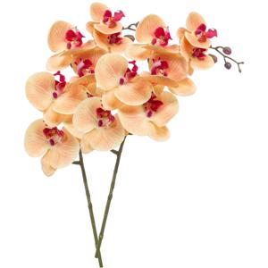 Kunstbloem Orchidee - 2x - 83 cm - zalm kleurig - losse tak - kunst zijdebloem - Phalaenopsis