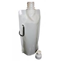Waterzak - 2x - wit - navulbaar - opvouwbaar met haak - 400 ml - festival/outdoor