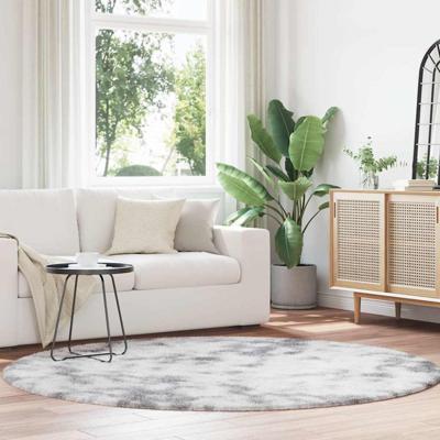 Hoogpolig vloerkleed NAVARRA 200x200 cm polyester lichtgrijs