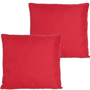 Buitenkussens - 2x - rood - 60 x 60 cm - binnen/buiten