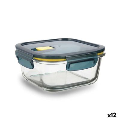 Hermetische Lunchtrommel Quid Astral 800 ml Vierkant Blauw Glas (12 Stuks)