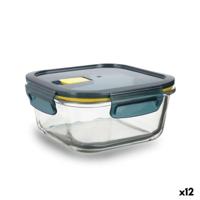 Hermetische Lunchtrommel Quid Astral 800 ml Vierkant Blauw Glas (12 Stuks)
