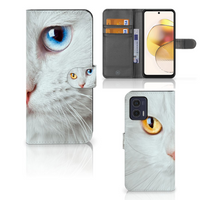 Motorola Moto G73 Telefoonhoesje met Pasjes Witte Kat - thumbnail