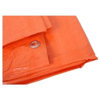 1x stuks outdoor/camping oranje afdekzeil / dekzeil 8 x 10 meter met ringen - Afdekzeilen - thumbnail