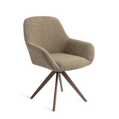 Jesper Home Draaibare Eetkamerstoel 'Kushi' Turn Brown, kleur Moss Meadow