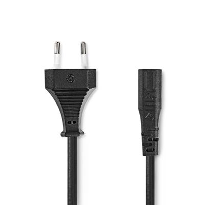 Nedis Stroomkabel | Euro Male | IEC-320-C1 | Recht | Recht | Vernikkeld | 2.00 m | Gekruld | PVC | Zwart | Label - CEGL11062BK20