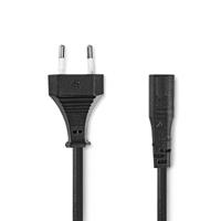 Nedis Stroomkabel | Euro Male | IEC-320-C1 | Recht | Recht | Vernikkeld | 2.00 m | Gekruld | PVC | Zwart | Label - CEGL11062BK20
