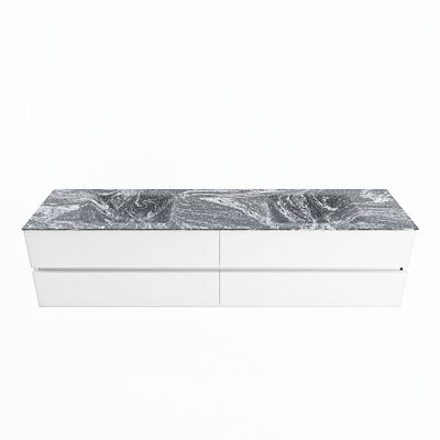 MONDIAZ VICA-DLUX 200cm badmeubel onderkast Talc 4 lades. Inbouw wastafel CLOUD dubbel 2 kraangaten, kleur Lava.