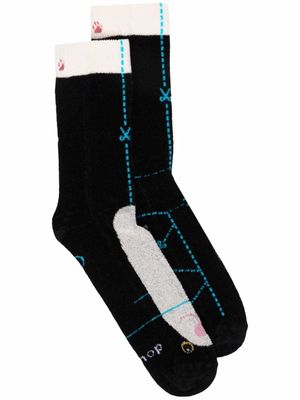 Doublet chaussettes à broderies - Noir
