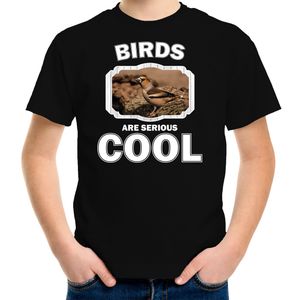 Dieren appelvink vogel t-shirt zwart kinderen - birds are cool shirt jongens en meisjes