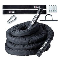 ZEUZ® Premium 9 Meter Battle Rope inclusief Nylon Sleeve & Bevestigingsmateriaal – Training Touw – Fitness & Crossfit - thumbnail