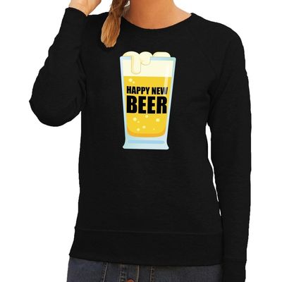 Foute oud en nieuw trui / sweater Happy New Beer zwart dames Foute oud en nieuw trui / sweater Happy New Beer zwart dames