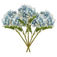 Kunstbloem Hortensia tak - 5x - 52 cm - licht blauw - Real Touch - hydrangea - kunst zijdebloemen - thumbnail