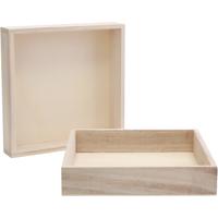 Houten frame met rand, afm 16,2x16,2x3 cm, 10 stuk/ 1 doos