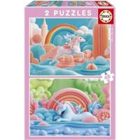 Puzzel - EDUCA - Magische Eenhoorns - 2 x 48 stukjes - Fantasiethema - Voor kinderen - vanaf 4 jaar