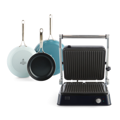 Combi Deal: Sky 3-delige Pannenset + Connect Contactgrill