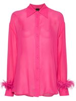 PINKO chemise à ourlet bordé de plumes - Rose