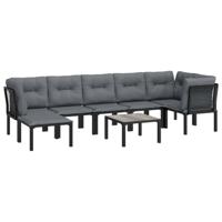 vidaXL 8-delige Loungeset poly rattan zwart en grijs