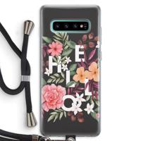 Hello in flowers: Samsung Galaxy S10 Plus Transparant Hoesje met koord