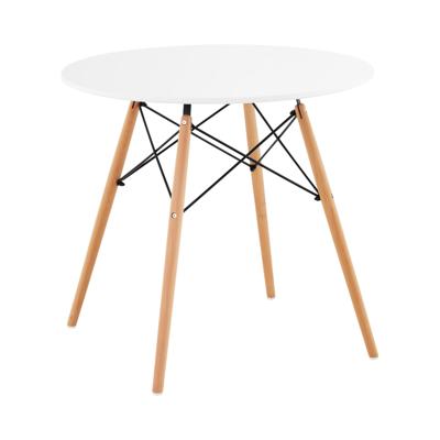Tafel - rond - Ø 80 cm - wit - zwarte stalen stutten