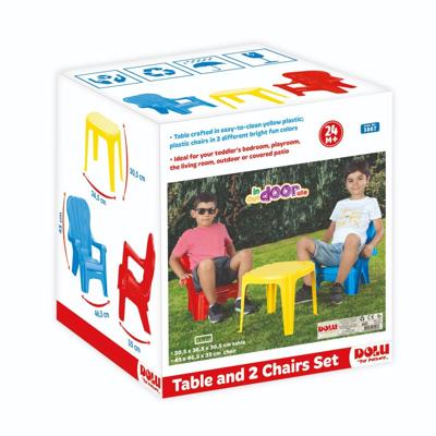 Dolu Tafel met 2 Stoelen Blauw/Rood/Geel