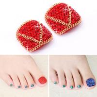 2 stuks Crystal nep Nail Art Tips Rhinestone volledige dekking teennagels Decals stickers (NO: 40)
