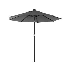 Parasol met LED-zonneverlichting zonder standaard, Grijs / 3 M