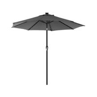 Parasol met LED-zonneverlichting zonder standaard, Grijs / 3 M