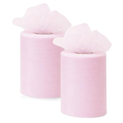 Tule stof op rol - 2x - lichtroze - 7.5cm x 20meter - Organza/mesh decoratie stoffen