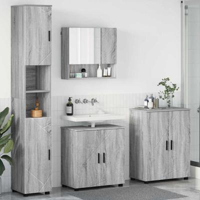Badkamermeubelset met opslag 4 pcs Grijs sonoma 61 x 35 x 64 cm