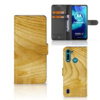 Motorola G8 Power Lite Book Style Case Licht Hout - thumbnail