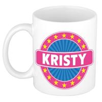 Kristy voornaam koffiemok - beker - wit/roze - 300 ml - Cadeau - Dames - Collega - Moederdag