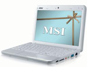 MSI Wind U100-033EU Netbook 25,4 cm (10") Intel Pentium Mobile 1 GB DDR2-SDRAM Windows XP Home Edition Wit