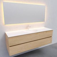 Badkamermeubel Solid Surface AQS Stockholm 150x46 cm Midden Wood Washed Oak Boss & Wessing - thumbnail