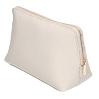Luxe toilettas/make-up tas met rits - beige - 25 x 16 cm - Reis toilettassen/make-up etui Luxe toilettas/make-up tas met rits - beige - 25 x 16 cm - Reis toilettassen/make-up etui