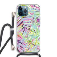 Tropical Palms Blue: iPhone 12 Pro Max Transparant Hoesje met koord
