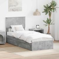 Bedframe met lade Beton Grijs 75 x 190 cm Bewerkt hout