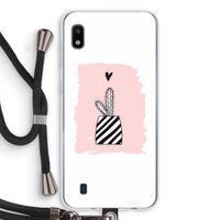 Zwart-wit cactus: Samsung Galaxy A10 Transparant Hoesje met koord