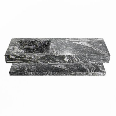 MONDIAZ ALAN-DLUX 130cm planchet Lava. Vrijhangende wastafel CLOUD links zonder kraangat, kleur Lava.